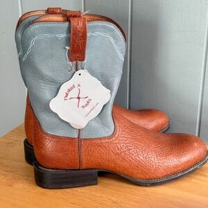 NWT Twisted X Bullhide Blue Leather Western Ranch Short Boot Womens 9.5A WRP0002